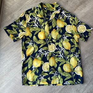 H&M Lemon Print Button Down Shirt, size S